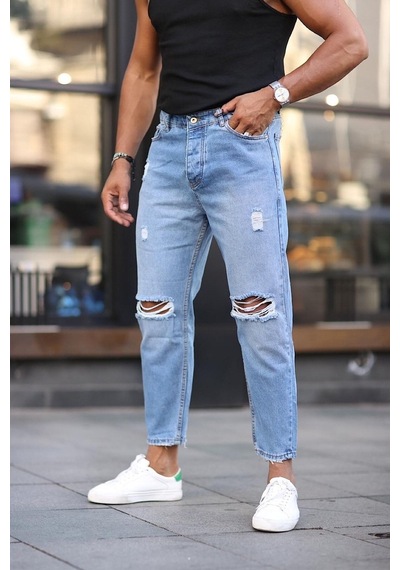 Boyfriend Rahat Kalıp Yırtıklı Kot Erkek Pantolon