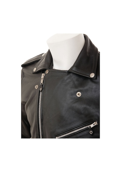 Deriwork Hakiki Deri Siyah Erkek Deri Biker Ceket: Ashcombe Siyah