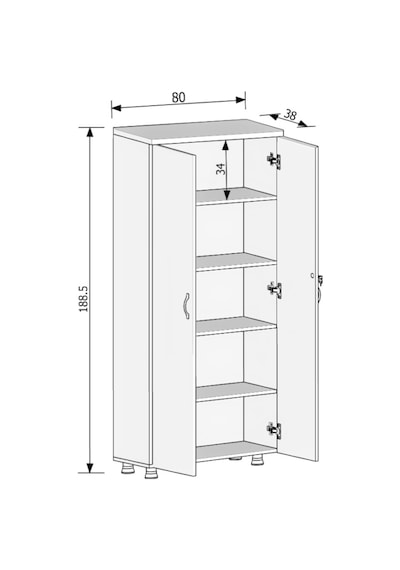 Modüler Dünyası Tam Kapak Kitaplık Dosya Dolabı Beyaz - 80X38X188 Beyaz