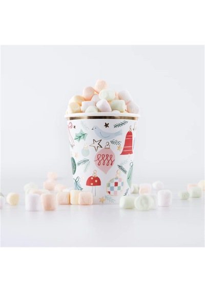 Meri Meri - Festive Pattern Cups - Yeni Yıl Bardaklar 8'li