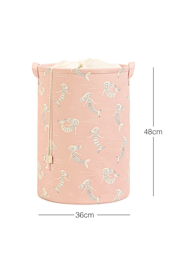 Ocean Home Textile Çocuk Odası Ağzı Büzgülü Deniz Kızı Oyuncak Sepeti 36 x 48 cm