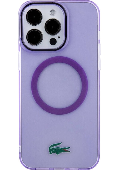 Apple Uyumlu iPhone 15 Pro Max Kılıf Lacoste Lisanslı Magsafe Özellik İkonik Timsah Logolu Hard Parme Mor