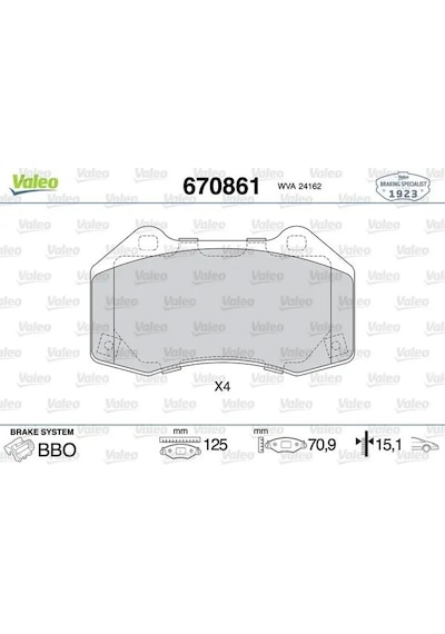 Valeo 670861 On Fren Balatasi 410603131r 410603303r 410608131r