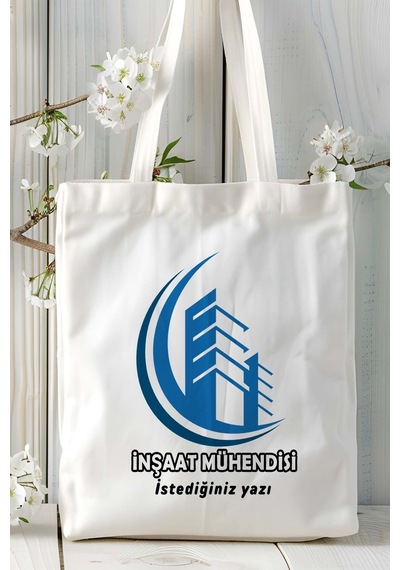Art Hediye İnşaat Mühendisi Baskılı Bez Omuz Çantası Kişiye Özel Model 2 Çok Renkli