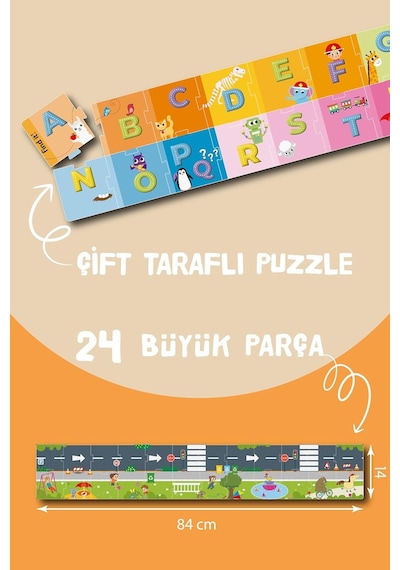Abc Town Multi Activity Set, Wipe Clean Foldable Book And Puzzle, Yol Ve Alfabe Puzzle Kitap Se Standart