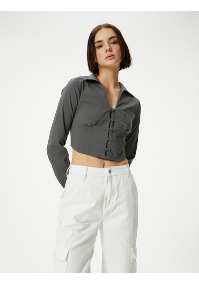 Koton Gömlek Yaka Crop Bluz Slim Fit Uzun Kollu Korse Görünümlü Antrasit 4sal60148ıw 4SAL60148IW924 Antrasit Koton Gömlek Yaka Crop Bluz Slim Fit Uzun Kollu Korse Görünümlü Antrasit 4sal60148ıw 4SAL60148IW924 Antrasit