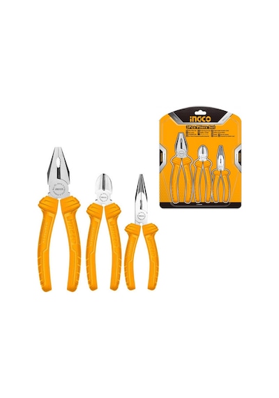 Ingco 3'Lü Set Pense. Yan Keski. Kargaburun Pense Hkps08311