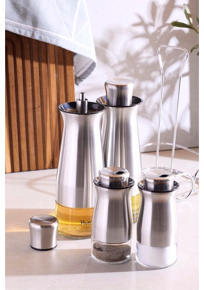 Inox 4'lü Standlı Yağlık-sirkelik Takımı Seffaf Şeffaf