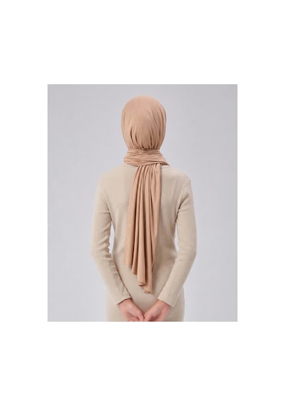 Sonbaharmoda Kız Çocuk Penye Şal, Viskon Likralı, 60x150 Cm, 10-12 Yaş, Tesettür Şal. Bej