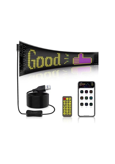 Led Ekran Matrix Panel Cama Yapışan En Büyük Boy 16x96 Telefon App Kontrol Digital Araba Yazısı