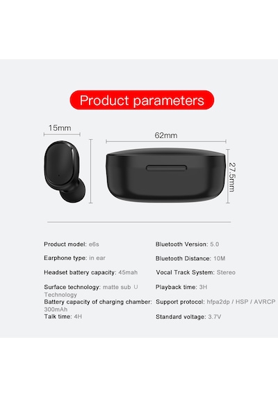E6S TWS Bluetooth 5.0 Stereo Kulaklık