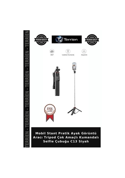 Mobil Stant Pratik Ayak Görüntü Aracı Tripod Çok Amaçlı Kumandalı Selfie Çubuğu C13 Siyah
