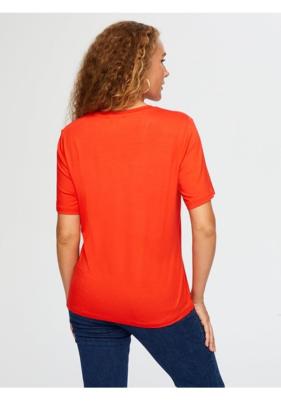 V Yaka Kısa Kol T-shirt W26tsh008 Bw26tsh00841 Kırmızı