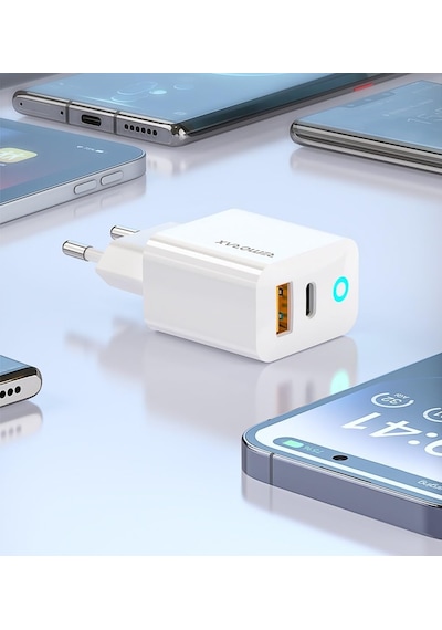 Blue Moon Pd 30watt Hızlı Şarj Aleti, A + C Girişli, Beyaz, Usb A Ve Type C Çıkışlı