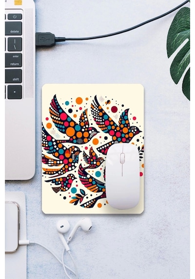 Sonictouch Renkli Kuşlar Pürüzsüz Yüzey Kaymaz Taban Dikişsiz Kenar Gamer Oyuncu Mouse Pad 19x23cm Mousepad