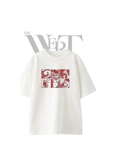 Thewert Goz Kafatasi Korku Tasarım Baskılı Ünisex Beyaz Oversize T-shirt