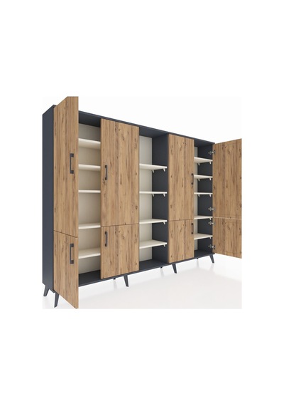 Arges Dolap 14 Raflı 8 Kapaklı 220x30x163 Antrasit-çam/aytaşı Atlas Çam/aytası - Antrasıt Arges Dolap 14 Raflı 8 Kapaklı 220x30x163 Antrasit-çam/aytaşı Atlas Çam/aytası - Antrasıt