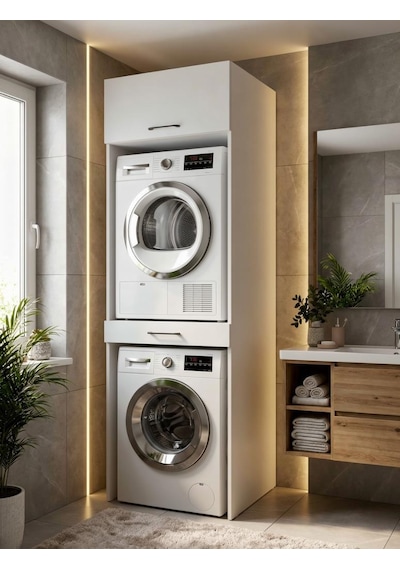 Kuzeylife Mirana Çamaşır Kurutma Makinası Dolabı Beyaz