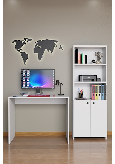 Çok Amaçlı 2 Kapaklı Kitaplıklı Çalışma Masası - Ev Ofis Öğrenci Bilgisayar Ders Çalışma Masası Ofis Masası Beyaz Çok Amaçlı 2 Kapaklı Kitaplıklı Çalışma Masası - Ev Ofis Öğrenci Bilgisayar Ders Çalışma Masası Ofis Masası Beyaz