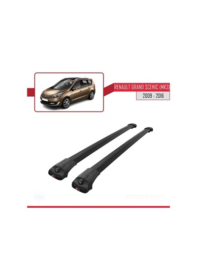 Renault Grand Scenic Mk3 2009-2016 Arası İle Uyumlu Ace-1 Ara Atkı Tavan Barı Siyah