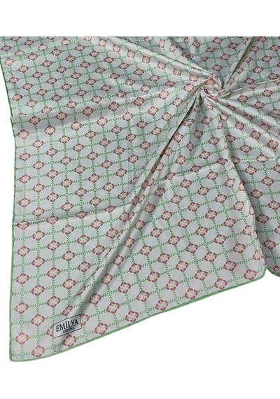 Mim Eşarp Emilya Rayon Desenli Eşarp 90x90 Cm Beyaz - Haki