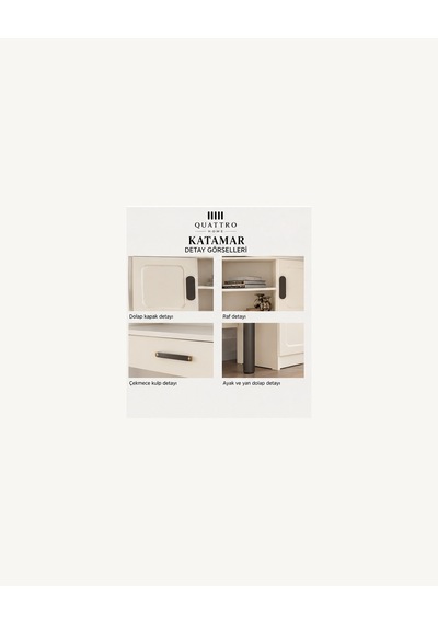 Katamar Kitaplıklı Çalışma Masası Krem
