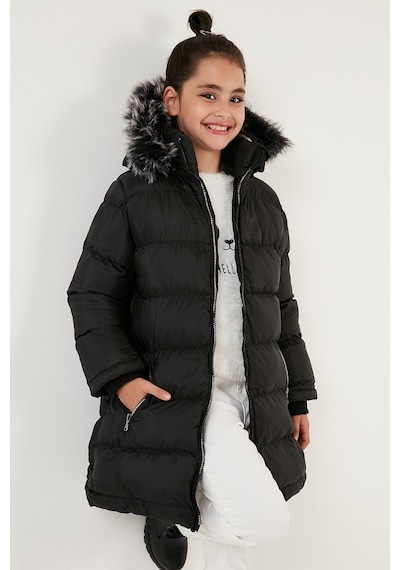 Lela Içi Peluş Astarlı Çıkarılabilir Kapüşonlu Suya Dayanıklı Kız Çocuk Mont 5761910 Siyah
