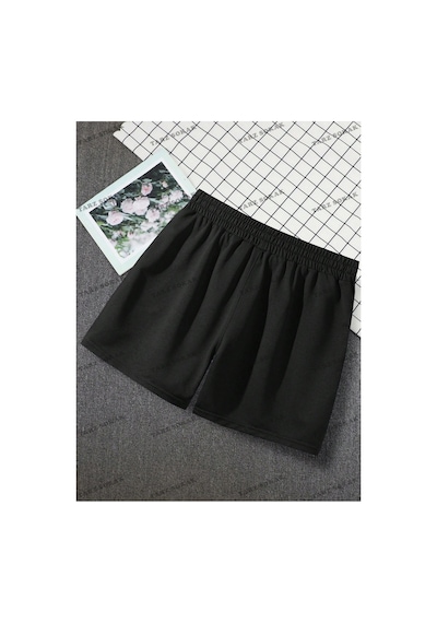 Tarzsokak Y2k Unisex Yaz Şort Bermuda Harajuka Anime Retro Kod-11565 Siyah