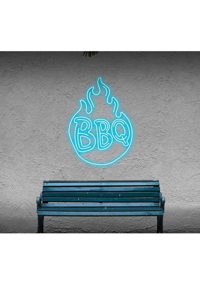 Bbq Yazılı Ve Şekilli Neon Tabela Turkuaz