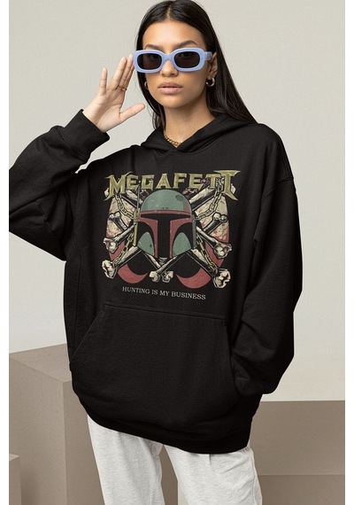Sevbano Megadeth Rock Metal Baskılı Unisex Oversize Hunting Is My Busines Siyah