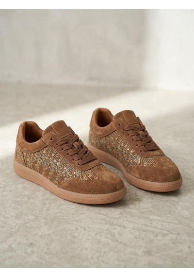 Venüs 2609922k Kadın Hakiki Deri Süet Desenli Sneaker Ayakkabı Taba