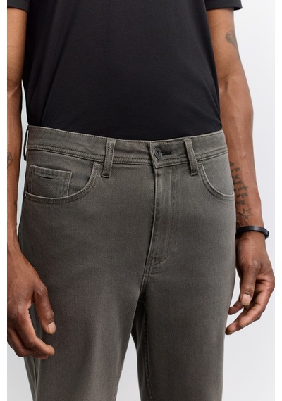 Avva Erkek Haki Eskitme Yıkamalı Pamuklu Elastan Roma Crop Slim Fit Jean Pantolon A62y3504