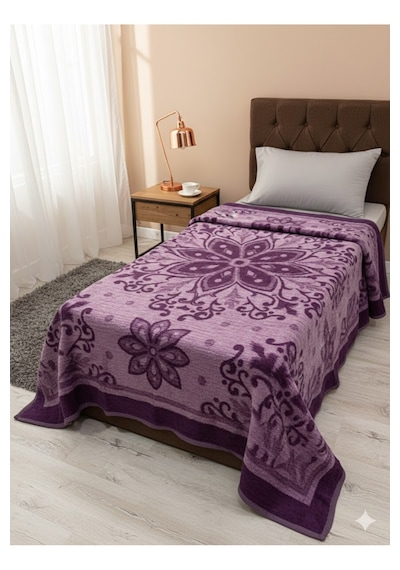 Tek Kişilik Mor Peluş Battaniye 160x220 Cm Koyu Mor
