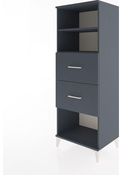 Hyperion Dolap 2 Raflı 2 Çekmeceli 60x44x163 Antrasit-antrasit Antrasit