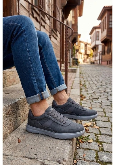 Fort 0226 Dks Keten Rahat Hafif Sneaker Erkek Ayakkabı Füme
