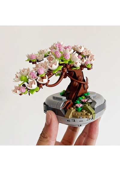 Loz 1661 Ebedi Çiçek Pembe Sakura Kiraz Ağacı Saksı Bitki 3d Modeli Dıy Mini Bloklar Tuğla Yapı Oyuncak Hiçbir Kutu