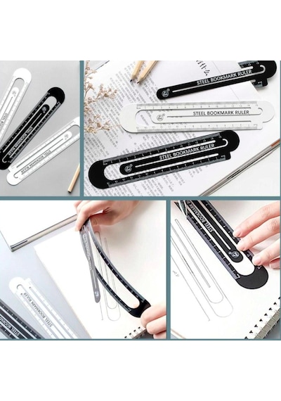 Omeniv 2 Adet Metal Cetvel Kitap Ayıracı Defter Kitap Masaüstü