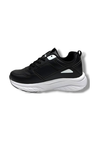 Queen Step 2105-26 Cilt Deri Anatomik Kadın Sneaker Siyah Beyaz 36-40 Siyah