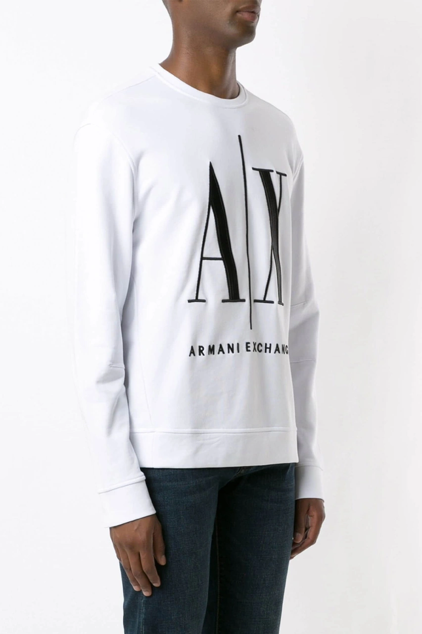 Armani Exchange Armani Bisiklet Yaka Erkek Sweat Beyaz