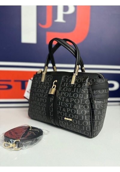 Just Polo Kadın Siyah Monogram El Ve Omuz Çantası Yeni Sezon 2201mh