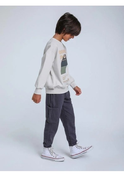 Jack Lions Erkek Çocuk Downhill Yazılı Yumuşak Dokulu Sweatshirt-14255 Gri