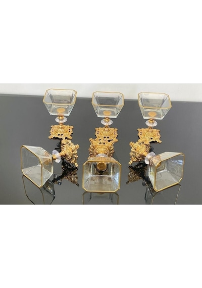 Alfafe Home 2 Li Metal Döküm Ayak Detaylı Magnolia-kase-dondurmalık-şekerlik Gold