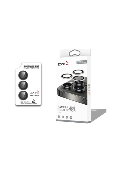 Vendas Samsung Galaxy Uyumlu Z Fold 8 Zore Cl-12 Premium Safir Parmak İzi Bırakmayan Anti-reflective Kamera Lens Koruyucu Siyah