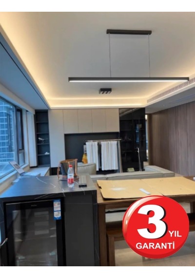 Lineer 150cm Siyah Kasa Ledli Sarkıt Modern Led Avize, Salon, Mutfak, Masa Üstü Avize 4000k G 4000k Gün Işığı