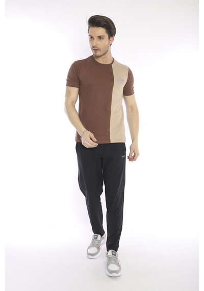 Escetic Erkek Spor, Abd Pike Interlok 1. Kalite Kumaş Kahve Slimfit Bisik