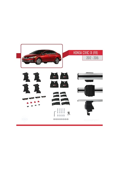 Honda Civic Ix Fb Sedan 2012-2015 Arası İle Uyumlu Ace-4 Ara Atkı Tavan Barı Gri