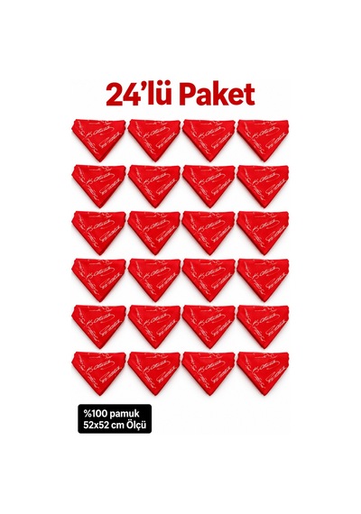 Herşeynota 24 Lü Atatürk İmzalı Kırmızı %100 Pamuk Fular Bandana 52x52 Cm Okul Tören Etkinlik Çok Renkli