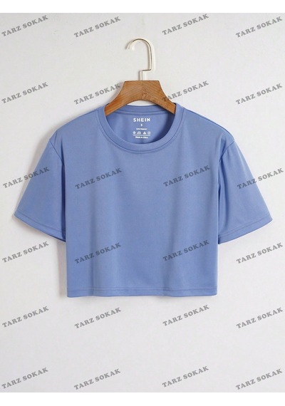 Flood Of Style Crop Ckod-232913 Düz Kısa Mavi