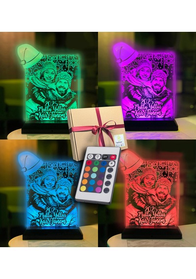 Yılbaşı Hediyesi Kişiye Özel Resimli Noel Baba Şapkalı 3d Led Gec
