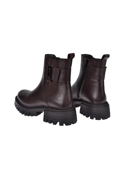 Castle Black Hakiki Deri Yanı Tokalı Kadın Bot Sk-23783 Kahve Kahve